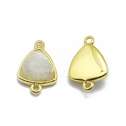 Rainbow Moonstone Natural Rainbow Moonstone Links connectors, with Golden Tone Brass Findings, Triangle, Faceted, 17~18x11~13x4~6mm, Hole: 1.2mm