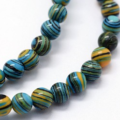 Sky Blue Synthetic Malachite Beads Strands, Dyed, Round, Sky Blue, 10mm, Hole: 1mm, about 38pcs/strand,  14.96 inch(38cm)