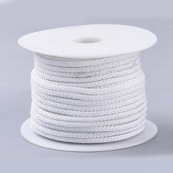 Blanc Cordons tressés en polyester, avec cordon métallique, blanc, 4x3mm, environ 32.8 yards (30m)/rouleau