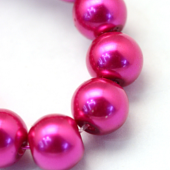 Camellia Baking Painted Glass Pearl Bead Strands, Pearlized, Round, Camellia, 3~4mm, Hole: 0.5mm, about 195pcs/strand, 23.6 inch