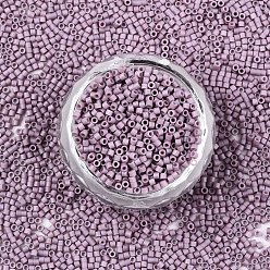 Plum 11/0 Grade A Glass Seed Beads, Cylinder, Uniform Seed Bead Size, Baking Paint, Plum, 1.5x1mm, Hole: 0.5mm, about 20000pcs/bag