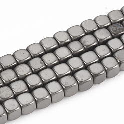 Gunmetal Plated Electroplated Non-magnetic Synthetic Hematite Beads Strands, Cube, Gunmetal Plated, 4x4x4mm, Hole: 2mm, about 100pcs/strand, 15.7 inch