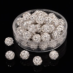 Crystal Polymer Clay Rhinestone Beads, Pave Disco Ball Beads, Grade A, Round, PP9, Crystal, PP9(1.5~1.6mm), 6mm, Hole: 1.2mm