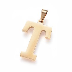 Letter T 304 Stainless Steel Pendants and Stud Earrings Jewelry Sets, Alphabet, Letter.T, 20~23x13~19x1.5mm, Hole: 6x3mm, 6~10x6~9x1mm, Pin: 0.8mm