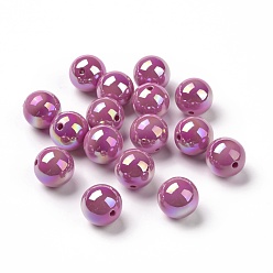 Violet ABS Plastic Beads, AB Color Plated, Round, Violet, 16x15mm, Hole: 2mm