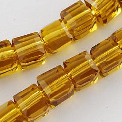 Dark Goldenrod Glass Bead Strands, Faceted, Cube, Dark Goldenrod, 6x6x6mm, Hole: 1mm, about 100pcs/strand, 22 inch