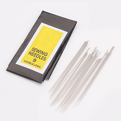 Platinum Carbon Steel Sewing Needles, Darning Needles, Platinum, 52x0.5mm, Hole: 0.35mm