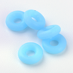 Light Sky Blue Rubber O Rings, Donut Spacer Beads, Fit European Clip Stopper Beads, Light Sky Blue, 2mm