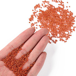 Dark Orange 12/0 Grade A Round Glass Seed Beads, Silver Lined, Dark Orange, 12/0, 2x1.5mm, Hole: 0.3mm, about 30000pcs/bag