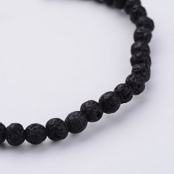 Lava Rock Natural Lava Rock Beaded Stretch Bracelets, with Elastic Fibre Wire, 2-1/4 inch(55mm)