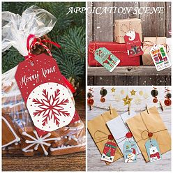 Clothes Rectangle Christmas Theme Kraft Paper Cord Display Cards, with 10m Bundle Hemp Rope, Gloves Pattern, 7x4x0.03cm, Hole: 5mm, 50pcs; Rope: 10m Long, 2mm In Diameter