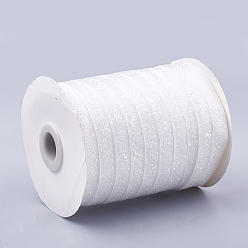 Blanc Ruban scintillant scintillant, ruban de polyester et nylon, blanc, 3/8 pouce (9.5~10 mm), environ 50 yards / rouleau (45.72 m / rouleau)