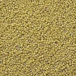 Yellow Glass Seed Beads, Opaque Colors Lustered, Round, Yellow, 2mm, Hole: 1mm, about 30000pcs/pound