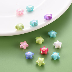 Mixed Color Opaque Acrylic Beads, Dyed, AB Color, Faceted, Star, Mixed Color, 10x11x7mm, Hole: 2mm, about 1350pcs/500g