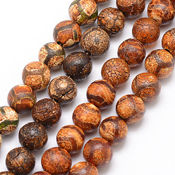 Mixed Patterns Tibetan Style MIxed Pattern dZi Beads, Natural Weathered Agate Bead Strands, Round, Dyed & Heated, Mixed Color, 8mm, Hole: 1mm, about 23pcs/strand, 7.5 inch