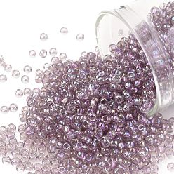 (166) Transparent AB Light Amethyst TOHO Round Seed Beads, Japanese Seed Beads, (166) Transparent AB Light Amethyst, 11/0, 2.2mm, Hole: 0.8mm, about 5555pcs/50g