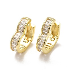 Clear Brass Cubic Zirconia Hoop Earrings, Heart Shape Hoop Earrings for Women, Real 18K Gold Plated, Clear, 16x15x4mm, Pin: 0.9mm
