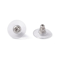 Stainless Steel Color 304 Stainless Steel Bullet Clutch Earring Backs, with Plastic Pads, Ear Nuts, Stainless Steel Color, 11.5x6mm, Hole: 0.7mm