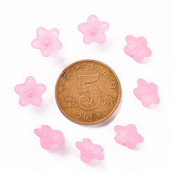 Pink Transparent Acrylic Beads, Flower, Frosted, Pink, 12x7mm, Hole: 1mm, about 4600pcs/500g