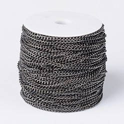 Черный Цвет Металла Железа скручены цепи, несварные, с катушкой, без свинца и без никеля , металлический черный , 5x3x0.8 мм, около 328.08 футов (100 м) / рулон