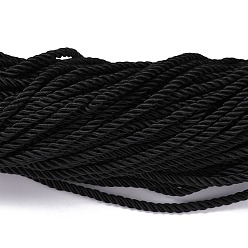 Black Polyester Cord, Twisted Cord, Black, 5mm, about 97~100m/bundle