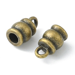 Antique Bronze Tibetan Style Terminators, Barrel, Lead Free & Nickel Free & Cadmium Free, Antique Bronze, 11x6.5mm, Hole: 2mm, Inner Diameter: 3mm.