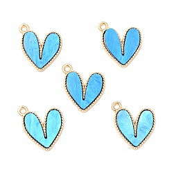 Dodger Blue Acrylic Pendants, with Light Gold Plated Alloy Findings, Heart, Dodger Blue, 18.5x16x3mm, Hole: 1.6mm