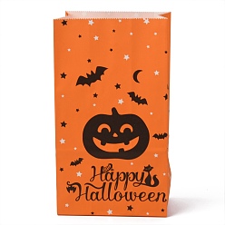 Pumpkin Halloween Theme Kraft Paper Bags, Gift Bags, Snacks Bags, Rectangle, Pumpkin Pattern, 23.2x13x8cm