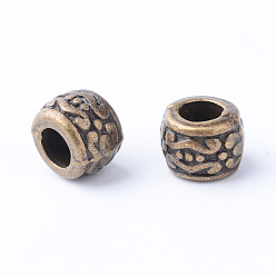 Bronze Antique Perles en alliage de style tibétain, colonne, sans cadmium et sans nickel et sans plomb, bronze antique, 7.5x5.5mm, trou: 3.5~4 mm, environ 1110 pcs / 1000 g