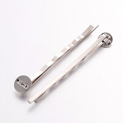 Platinum Iron Hair Bobby Pin Findings, Platinum Color, 50x8mm