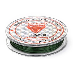 Vert Foncé Fil élastique de perles extensible solide, chaîne de cristal élastique plat, vert foncé, 0.8mm, environ 10.93 yards (10m)/rouleau