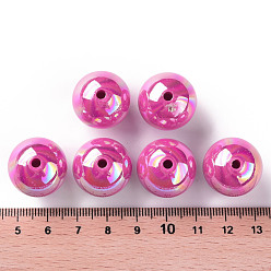 Camélia Perles acryliques opaques, de couleur plaquée ab , ronde, camélia, 20x19mm, Trou: 2~3mm, environ111 pcs / 500 g