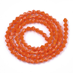Orange Foncé Perles de verre opaques de couleur unie, jade d'imitation, facette, Toupie, orange foncé, 4.5x4mm, Trou: 1mm, Environ 92~96 pcs/chapelet, 13.78~14.37 pouce
