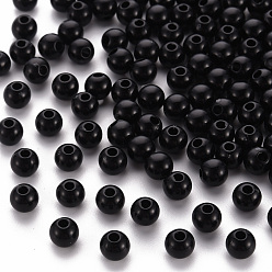 Black Opaque Acrylic Beads, Round, Black, 6x5mm, Hole: 1.8mm, about 4400pcs/500g