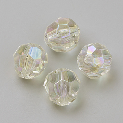 Clear AB Transparent Acrylic Beads, AB Color, Faceted, Round, Clear AB, 6mm, Hole: 1.5mm, about 4800pcs/500g