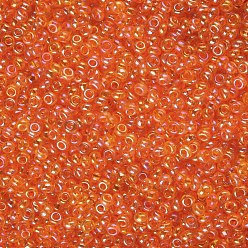 Dark Orange 12/0 Grade A Round Glass Seed Beads, Transparent Colours Rainbow, Dark Orange, 12/0, 2x1.5mm, Hole: 0.9mm, about 30000pcs/bag