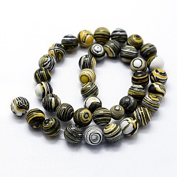 Black Synthetic Malachite Beads Strands, Dyed, Round, Black, 4mm, Hole: 0.6mm, about 95pcs/strand,  14.76 inch(37.5cm)