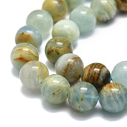 Calcite Natural Blue Calcite Beads Strands, Round, 10mm, Hole: 1mm, about 37pcs/strand, 15.55''(39.5cm)