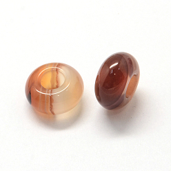 Natural Agate Natural Agate European Large Hole Beads, Rondelle, 13~14x7~8mm, Hole: 5mm