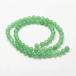 Vert Perles naturelles, perles de jade , ronde, teint, verte, 6mm, Trou: 1mm, Environ 62 pcs/chapelet, 15.7 pouce