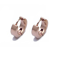 Rose Gold Brass Huggie Hoop Earrings, Rose Gold, 4x8.5x2.3mm