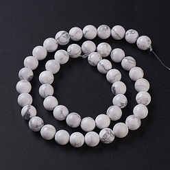 Howlite Natural Howlite Beads Strands, Round, 8~8.5mm, Hole: 1mm, about 46pcs/strand, 15.59 inch