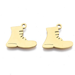 Golden Ion Plating(IP) 201 Stainless Steel Pendants, Laser Cut, Shoes, Golden, 13.5x15x1mm, Hole: 1.4mm
