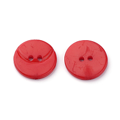 Mixed Color 2-Hole Acrylic Buttons, Flat Round, Mixed Color, 15.5x2mm, Hole: 1.5mm