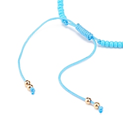 Голубой Браслет лэмпворк сглаз и стеклянные бусины, плетеный регулируемый браслет для женщин, голубой, внутренний диаметр: 2-1/2~3-7/8 дюйм (6.2~9.7 см)