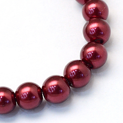 Brown Baking Painted Glass Pearl Bead Strands, Pearlized, Round, Brown, 3~4mm, Hole: 0.5mm, about 195pcs/strand, 23.6 inch