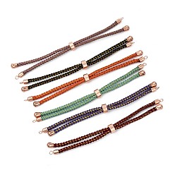 Couleur Mélangete Fabrication de bracelet coulissant en cordon de nylon réglable, avec les accessoires en laiton, plaqué longue durée, Véritable rose or plaqué, couleur mixte, 8-5/8 pouce (22 cm), 2~3.5mm, Trou: 1.5mm