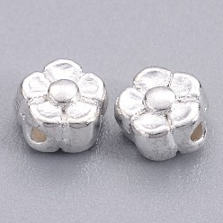 Silver Tibetan Style Alloy Beads, Lead Free & Cadmium Free & Nickel Free, Silver Color, Flower, 5x5x3mm, Hole: 1mm