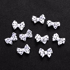 White Spot Ribbon Hair Bows, Fabric Material in Polka Dots Design, good for Dress & Hair Jewelry Decoration, White, about 17~18mm wide, 24mm long