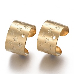 Golden 304 Stainless Steel Ear Cuff Findings, with Star Pattern, Golden, 11x10x7mm, Hole: 0.9mm